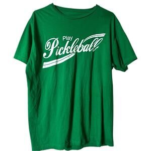 Miken Short Sleeve Crew Neck Green & White Play Pickleball T-Shirt Sz L